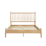 Mid-Century Modern Design Full Platform Bed 1pc Natural Finish Wooden Bedroom Furniture Vertical B011P211340