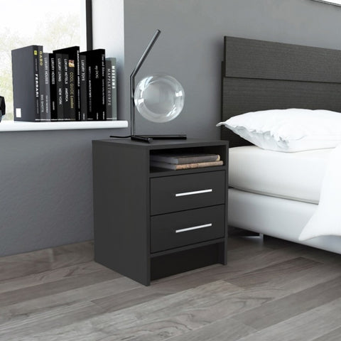 ZUN Eter Nightstand , End Table, Side Table Superior Top, Two Drawers -Black B20091863