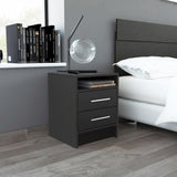 Eter Nightstand , End Table, Side Table Superior Top, Two Drawers -Black B20091863