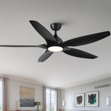60 In Intergrated LED Ceiling Fan Lighting with Black ABS Blade W136755953