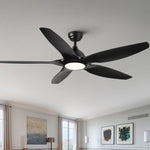 ZUN 60 In Intergrated LED Ceiling Fan Lighting with Black ABS Blade 20365383