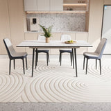 47"-63" expandable dining table set for 2-6 people, equipped with PU fabric thick cushioned dining 60747445