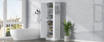 ZUN Tall Bathroom Storage Cabinet, Freestanding Storage Cabinet with Hook and Adjustable Shelf, MDF WF326356AAK