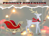 5ft Lighted Christmas Reindeer & Sleigh Outdoor Yard Decoration Set with LED Lights, Red & White 85467541