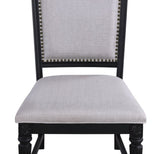 Beautiful Traditional 2pc Dark Brown Finish Gray Upholstered Fabric Seat Back Cushion Dining Chair B011P165074