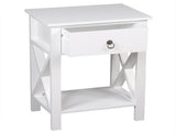 Side Intersection Style Bedside Table Coffee Table with Two-layer Drawer White 67677347
