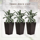 ZUN 3 PCS Indoor Planters with Drainage Hole Brown 25926186