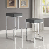 ZUN Grey and Chrome Upholstered Bar Stool B062P145584