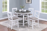 ZUN Counter Height Dining Table w Storage Shelve 4x Chairs Padded Seat Unique Design Back 5pc Dining Set B011P145833