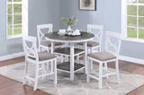 ZUN Counter Height Dining Table w Storage Shelve 4x Chairs Padded Seat Unique Design Back 5pc Dining Set B011P145833