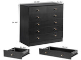 5-Tier 6-Drawer Dresser with Matte Gold Handles Particleboard Textured Melamine Storage Cabinet 99299194