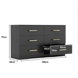 ZUN Black color Large 6 drawers chest of drawer dressers table with golden handle（Mirror not included） 11810823