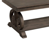 Classic Traditional Cocktail Table with Bottom Shelf Dark Oak Finish Scrolled Base Support 1pc B011P175456