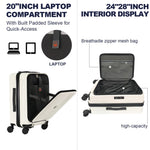 ZUN Luggage,with front opening,TSA approved lock,hardshell suitcase,White W2880P208359