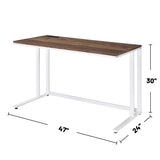 Rectangular Writing Desk with USB Port and Plug, Walnut and White B016P312843