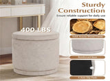 7.7 Gallon Round Storage Ottoman Foot Rest with Acacia Wood Frame, 400LBS Load Capacity Footstool 92858250