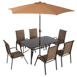 ZUN Outdoor dining table and chair package with umbrella 50008185