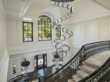 30 Ring High Ceiling Chandelier Foyer, Black Modern LED Large Staircase Long Chandeliers Light 64808935