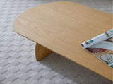 47.24" Oval Coffee Table with Solid Wood Veneered, Modern Natural Solid Wooden Color Center Table, W2664P346448