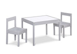 ZUN Gibson 3-Piece Dry Erase Kids Table & Two Chair Set, Gray B022P174725