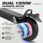 ZUN Ultimate Electric Scooter for Adults: Dual Drive 2400W Motor, High Speeds up to 34.5mph, Extended W2153P168362