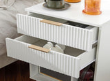 White P2 Density Board Wavy Pattern Drawer Front Two-Drawer Bedside Cabinet 42239066