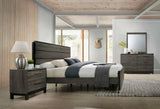 Ioana Antique Grey Finish Wood Bed Room Set, King Size Bed, Dresser, Mirror, Night Stand T2574P202510