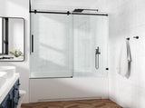 48*76" Fixed & Sliding Shower Door, Square Tube Hardware, Clear Glass Shower Door, 3/8 SGCC 49952757