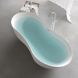 67" Freestanding Solid Surface Bathtub, Stone Resin Freestanding Bath Tub with Overflow and Pop-up W1573P225099