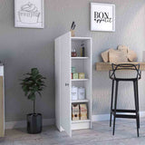 Kitchen Pantry 47" H, One Door Cabinet, Four Interior Shelves, White B097133245