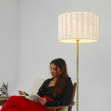 Minimalist Floor Lamp, Slim Standing Light with Neutral Shade for Contemporary Living Room & Bedroom B183P315095