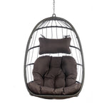 ZUN Outdoor Wicker Rattan Swing Chair Hammock chair Hanging Chair with Aluminum Frame and Dark Grey W34965382