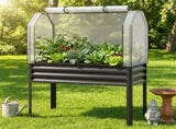 3-in-1 Metal Raised Garden Bed with Mini Greenhouse Cover, Elevated Planter Box - Black 46584296