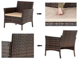 2pcs Arm Chairs 1pc Love Seat & Tempered Glass Coffee Table Rattan Sofa Set Brown GradientSAME AS 74145921