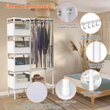 ZUN Portable Closet Wardrobe Clothes Storage Cabinet Organizer Garment Hanging Rack Shelves 92387873