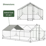 ZUN 10 x 20 ftOutdoor Large Metal Chicken Run Coop with 1 piece of Waterproof Cover, Garden Backyard 22833669