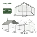 ZUN Large Metal Chicken Coop, Walk-in Chicken Run,Galvanized Wire Poultry Chicken Hen Pen Cage, Rabbits 10154929