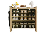 42.5" Tall Rattan Shoe Cabinet with Doors, 6-Tier Wooden Freestanding Shoe Storage Organizer with 98951405