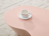 50 Inch Unique Shape Coffee Table Sturdy Fiberglass Tea Table for Living Room No Need Assembly PINK W876P452392