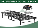 75 Inch Folding Bed with 5" Memory Foam Mattress, Space Saving Rollaway Guest Bed, Heavy-Duty Metal T2398P403868