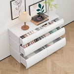 ZUN 6 Drawer Dresser for Bedroom, White Dresser No Handle, Modern 6 Chest of Drawers with Wide Storage W757P235726