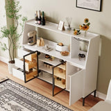 Modern sideboard with 3 drawers and glass door locker, side cabinet can store wine glasses W1320P195406
