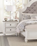 Antique White and Brown-Gray Finish1pc Nightstand of Drawers Black Knobs Traditional Design Bedroom B01160812