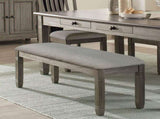 Wood Frame Dining Bench 1pc Antique Gray Finish Frame With Neutral Tone Gray Fabric Seat B01143833