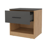 Natural Oak and Matt Grey Nightstand with 1-Drawer B062P290238