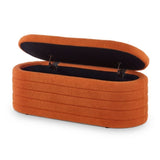 Modern Oval Storage Ottoman Bench, Upholstered Boucle Teddy Fabric of Bed Bench with Storage, W2186P193119
