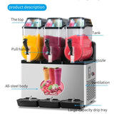 110V Commercial Slushy Machine 45L 3 Tank 1100W Stainless Steel Margarita Frozen Drink With Powerful W1676P146602
