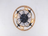 20" Double Tier Rope Caged Flush Mount Ceiling Fan with Light Kit ,With Remote W3596P460468