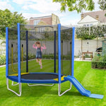 ZUN 7FT Trampoline for Kids with Safety Enclosure Net, Slide and Ladder, Easy Assembly Round Outdoor 16378149