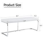 ZUN White shoe changing stool, silver metal legs, sofa stool dining chair, suitable for bedroom ,fitting W1151131315